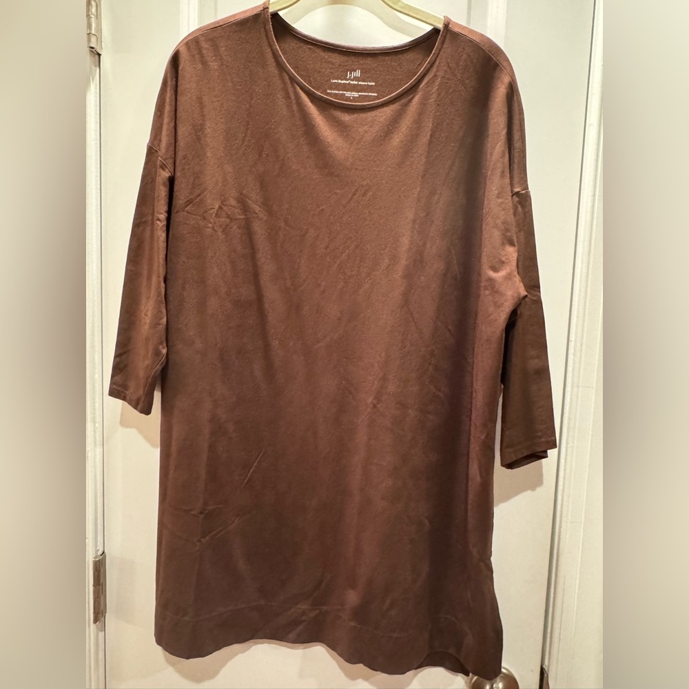 NWOT J. Jill Short Sleeve Brown Tunic